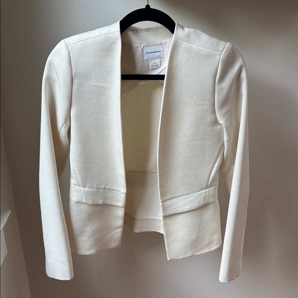 Club Monaco Women's Cream Open-Front Blazer Jacket